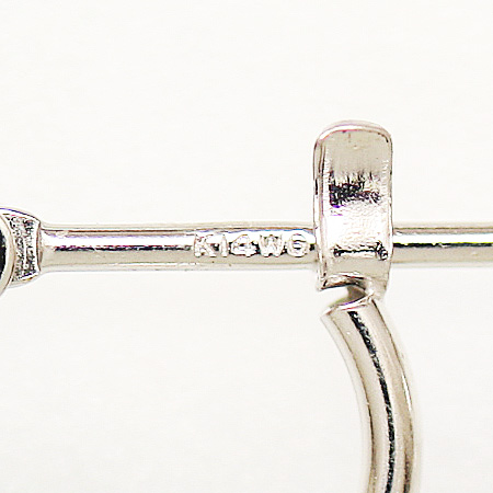 14金ホワイトゴールド K14WG ワッカ フープピアス 1mm×8mm 【両耳用 ne 
