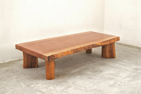 934 豪華最高級 天然木ケヤキ欅総無垢材一枚板座卓テーブル 幅126cm 厚さ5cm