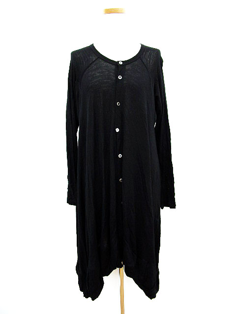 ズッカ zucca カーディガン ニット 長袖 イレギュラーヘム M 黒 ブラック レディース