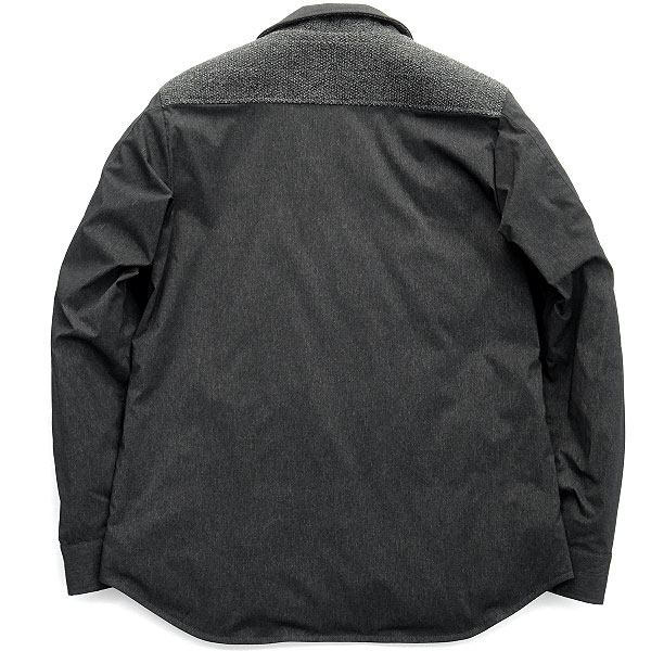 新品3.5万!コムサメン ニット切り替えストレッチダウンシャツブルゾンM濃灰★インナーダウン J22176