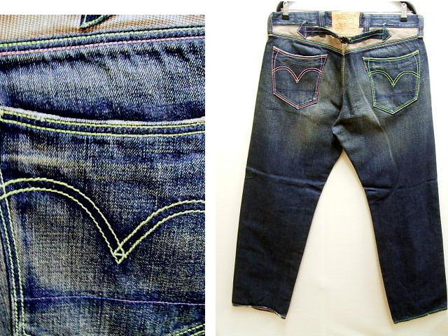 即決 [W38]ほぼ新品 ATMOS別注 Levi's 503×アトモス別注 LX503-0005 カラフルステッチ 千鳥格子 デニム パンツ■845