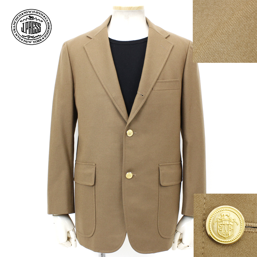 上質！定価5万円 美品 J.PRESS Jプレス 段返り 金ボタン 3B ブレザー テーラードジャケット オンワード樫山 A6 キャメル 日本製
