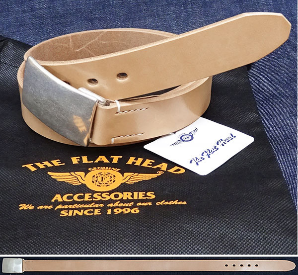 フラットヘッド 新品 レザーベルト W35 即決 #わ4390_OB-001●4
