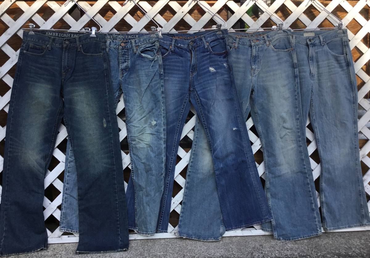 ◎アメリカンイーグル ジーンズブルーデニム 30と32インチ 5本セット まとめ売り USA古着卸 1円スタート！