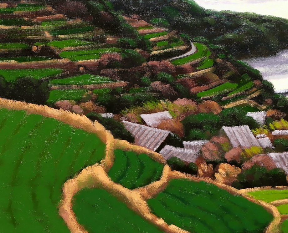 大森祥吾 輝く海 西伊豆 伊浜 棚田 油絵10号 日本の原風景 春 田園