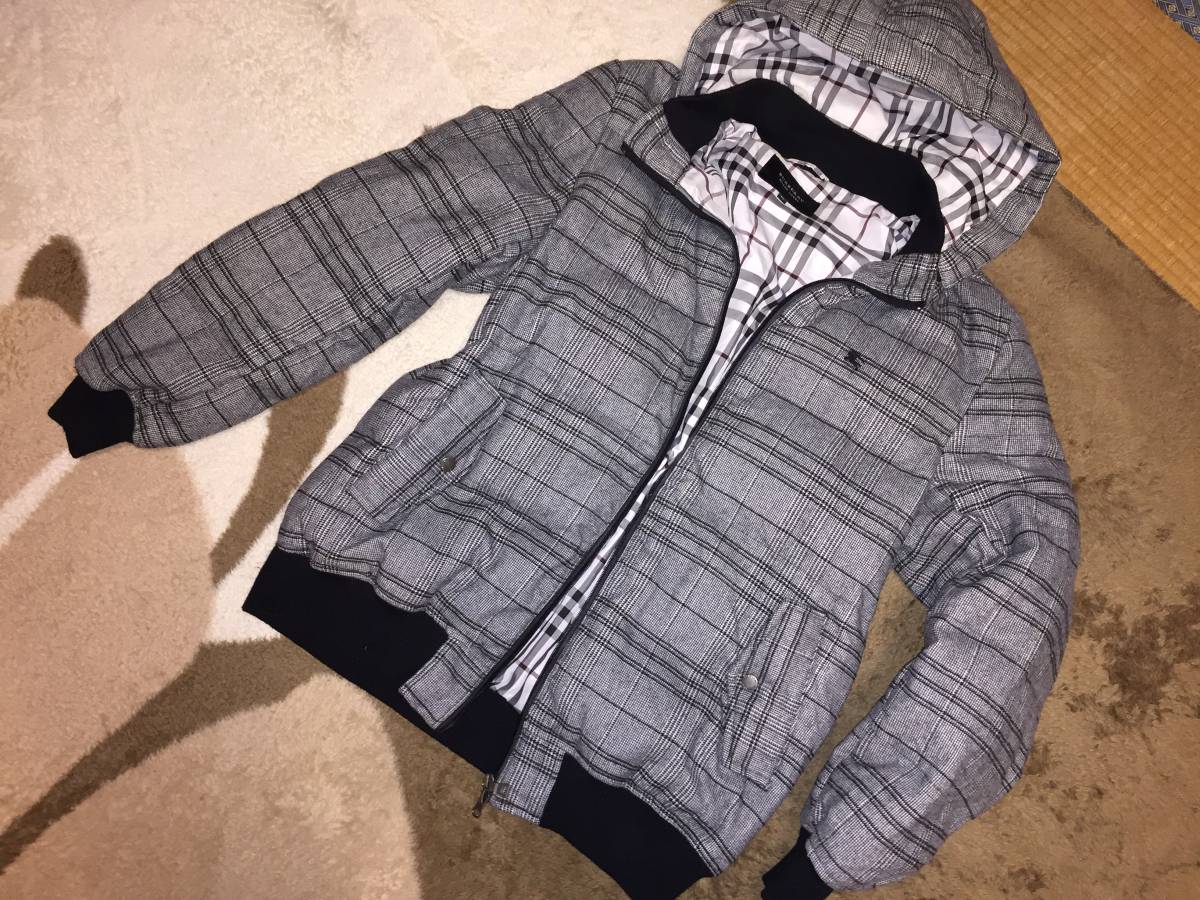 バーバリーブラックレーベル グレーチェック ウールダウンジャケット XL(LL)