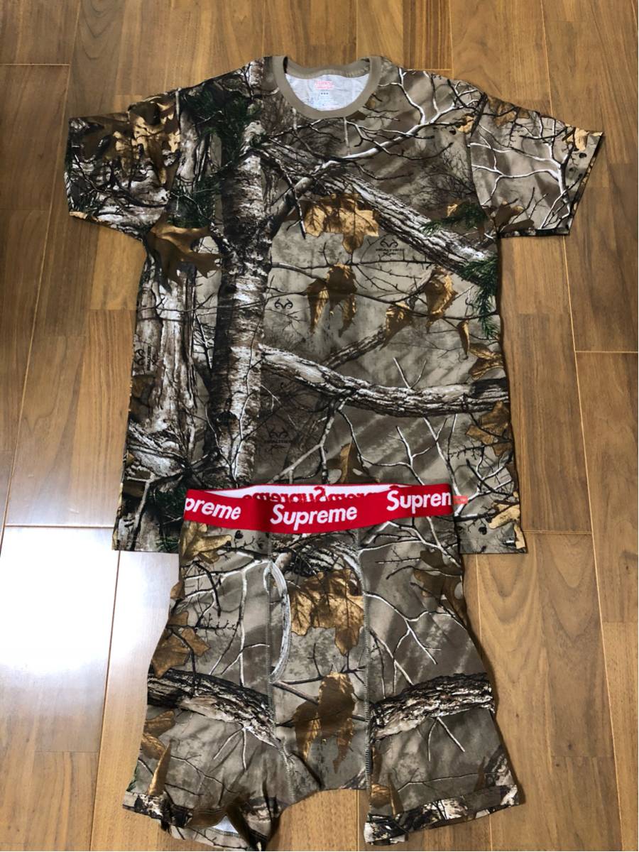 新品未使用 送料無料 supreme hanes real tree 上下セット M