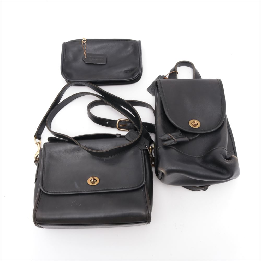 コーチ　COACH　レザー　ショルダーバッグ　ポーチ　ミニ　リュック　バックパック　3点セット　ブラック