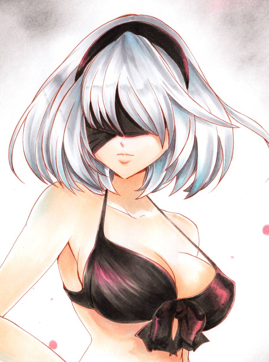 ニーア オートマタ ヨルハ二号ｂ型 水着 手描きイラスト 手描きイラスト 売買されたオークション情報 Yahooの商品情報をアーカイブ公開 オークファン Aucfan Com