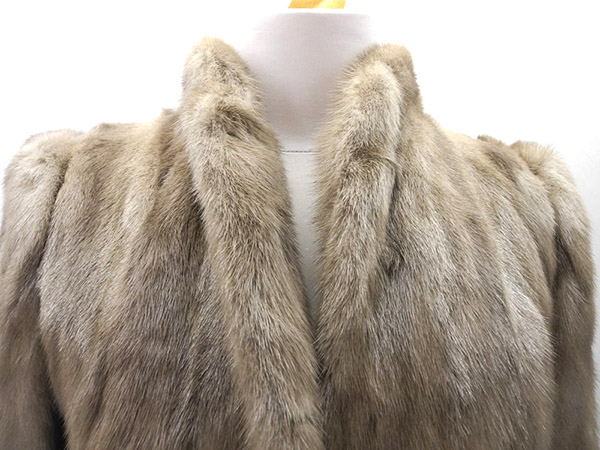 1円 美品 JANE LOFTY ミンク ハーフ丈 毛皮ファーコート 9 ブラウン 