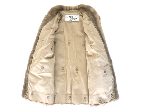 1円 美品 JANE LOFTY ミンク ハーフ丈 毛皮ファーコート 9 ブラウン 