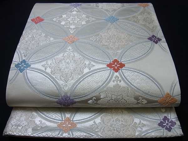 花美人着物■山河謹製　六通柄袋帯　唐織　七宝華文　銀糸　逸品ｇ2431