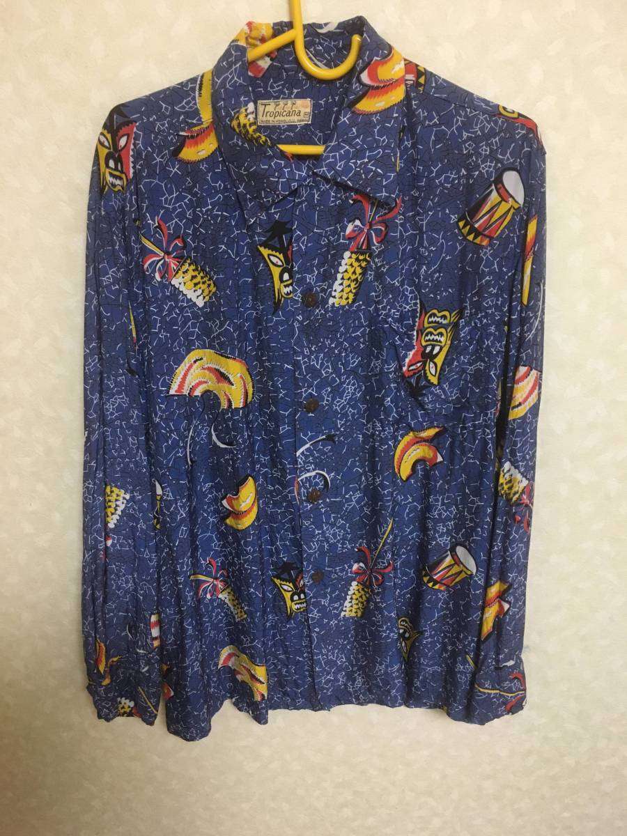 60s~ビンテージアロハシャツ、ロングスリーブTropicanaタグ