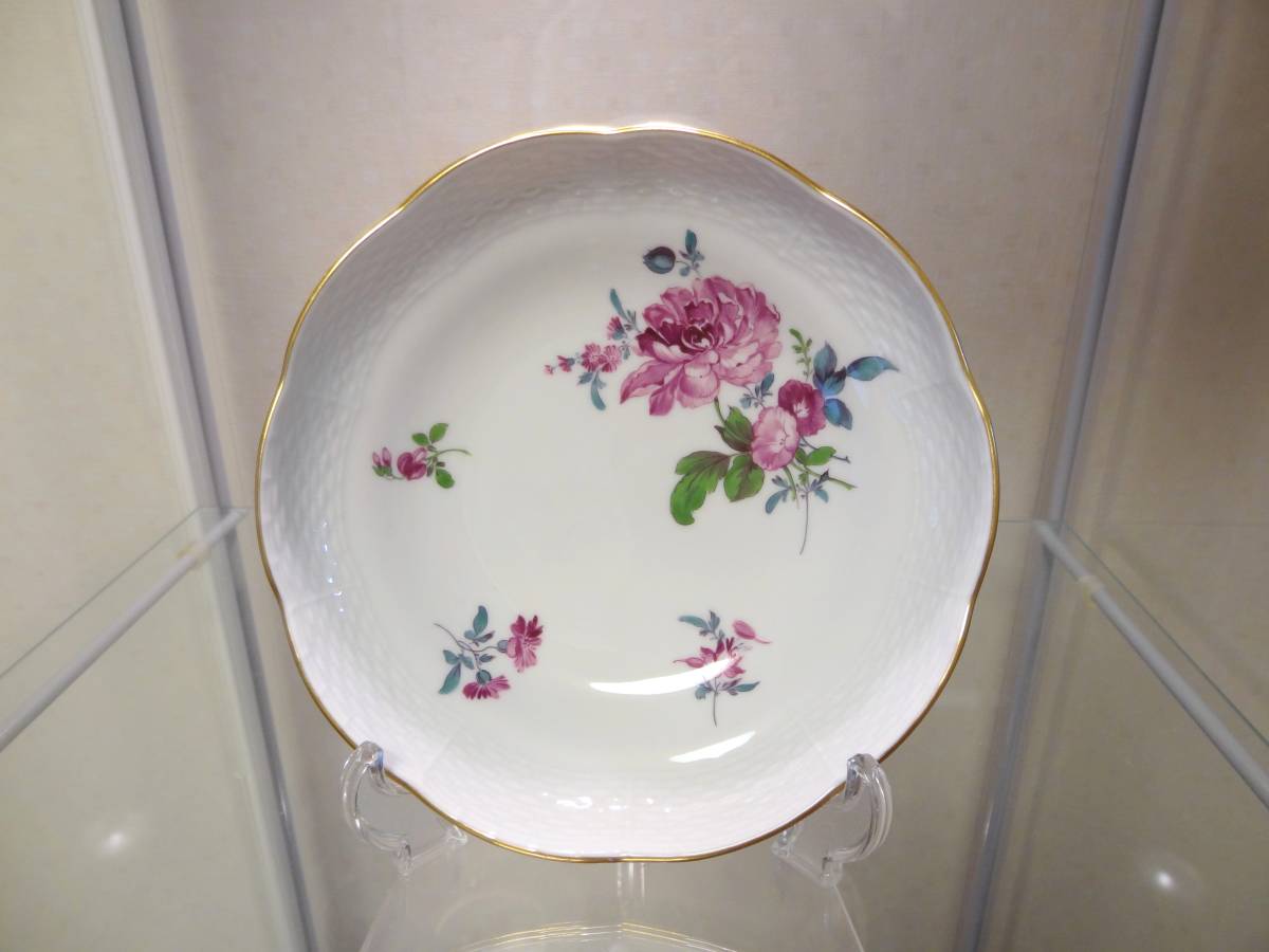 ★マイセン フラワー ブーケ 古典様式 リラ色 プレート レリーフ【1級】★