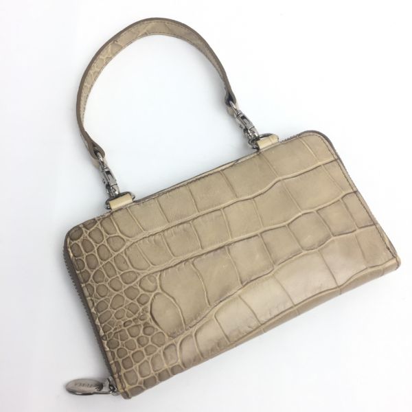 ☆美品売切☆ FURLA フルラ ラウンドファスナー長財布 クロコ押し型 