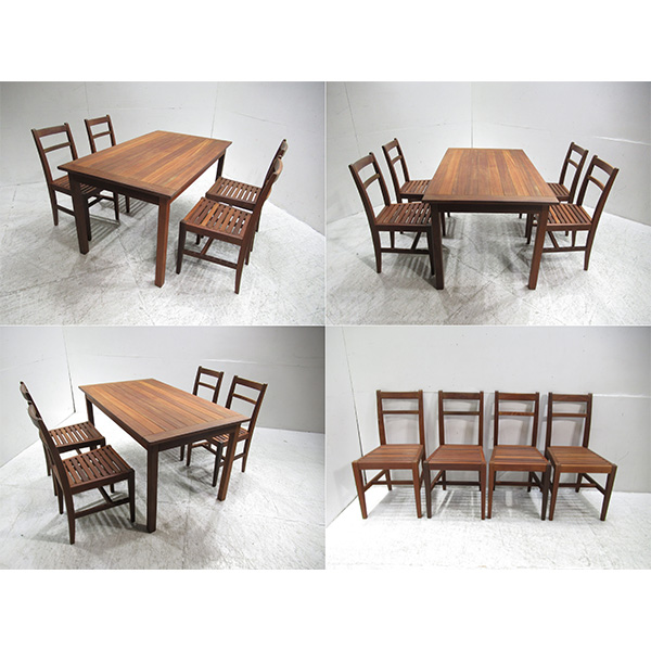 ■EM623GK/美品/フランフラン/無垢チーク材/ダイニング5点セット