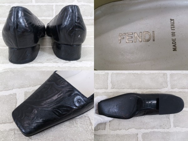 フェンディ FENDI フェンディ レザー調 型押し スクエアトゥ デザイン