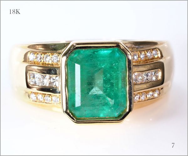 【厳選】【定価200万】大迫力 エメラルド ダイヤモンド リング 指輪 《限定1点》 [2.205ct] 18KYG No.7 18金 18K 【返品対応可】