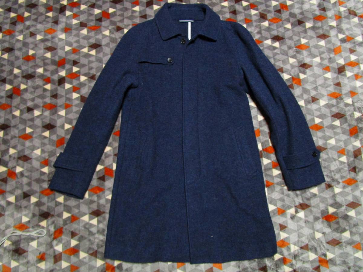 ☆ユニバーサルランゲージ　比翼ウールコート☆ネイビー♪　