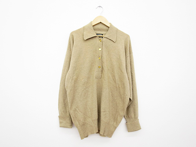 CHANEL シャネル カシミヤ長袖ニット ベージュ M バックボタン fu1711a
