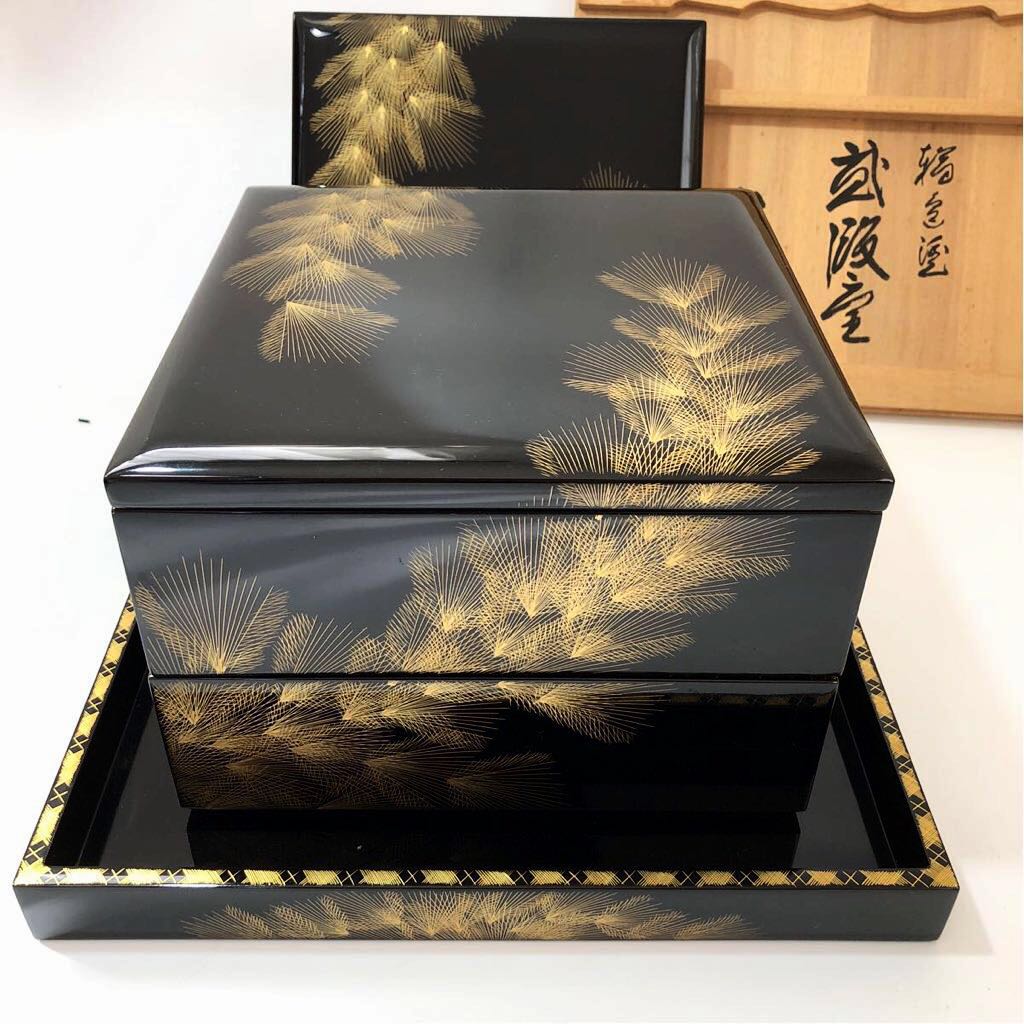輪島塗 沈金 重箱 共箱付き 輪島塗 沈金 重箱 共箱付き 輪島塗 沈金 重箱 共箱付き 輪島塗 沈金