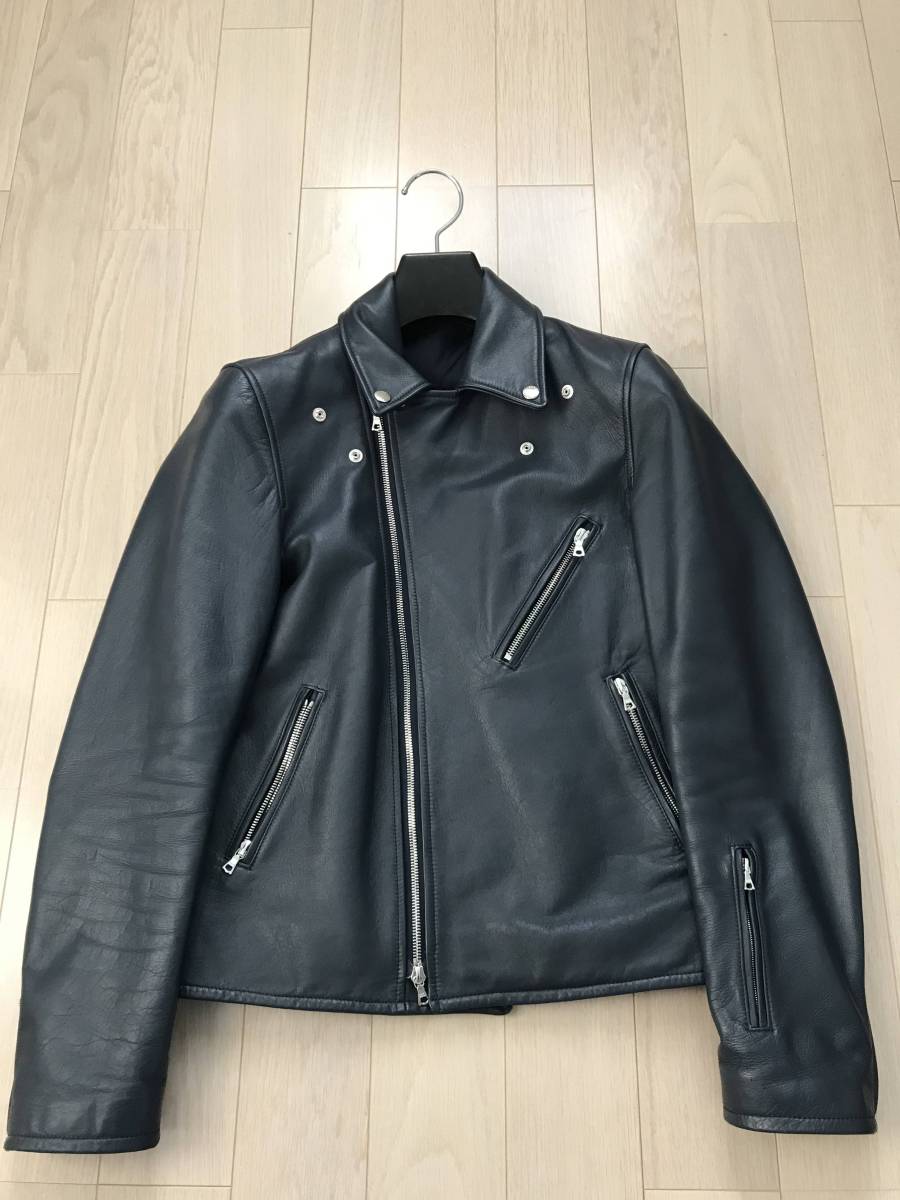 SOPHNET. ダブルライダースジャケット ネイビー M 革ジャン