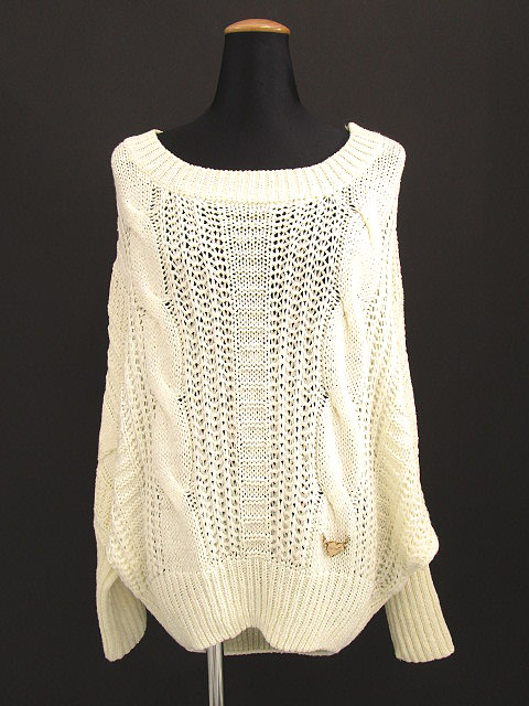 ダチュラ DaTuRa ニット ケーブル 背中V リボン 白 ホワイト F レディース