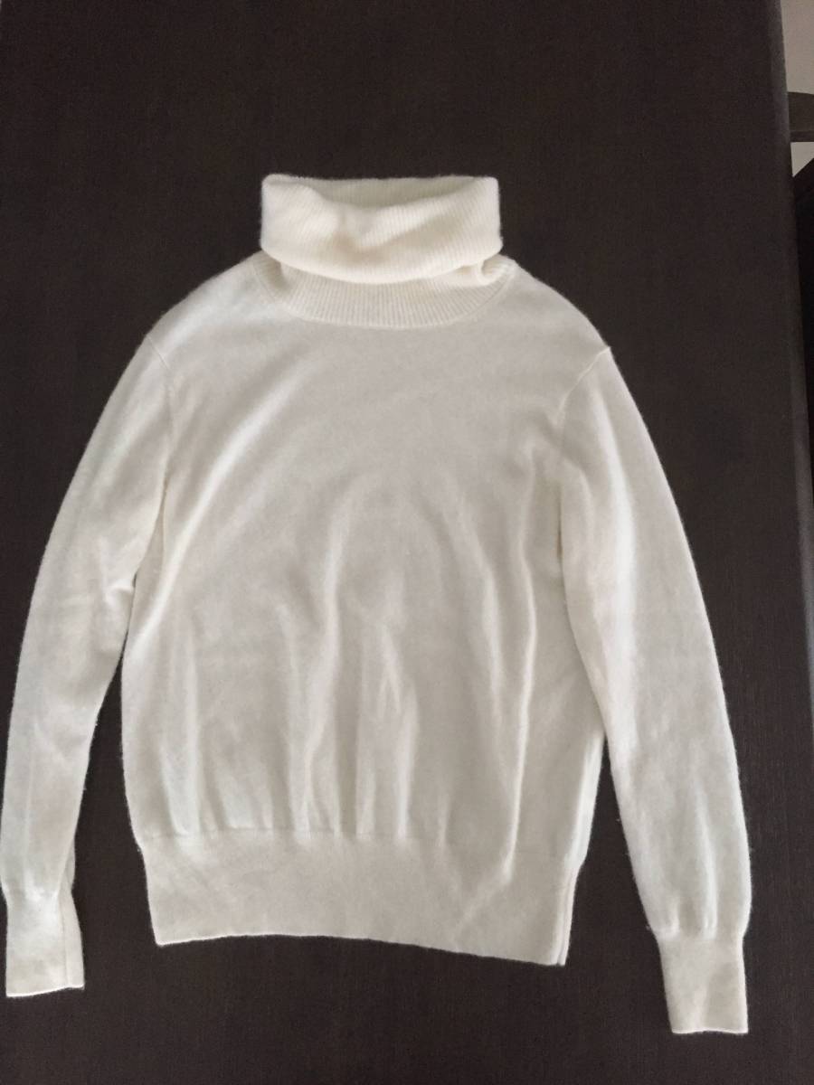 ユニクロ/カシミヤタートルネック/タートルニットセーター/白・ホワイト/Lサイズ