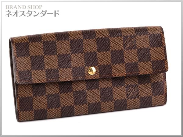 ルイ・ヴィトン ダミエ ポルトフォイユサラ 長財布 N61734 エベヌ 中古