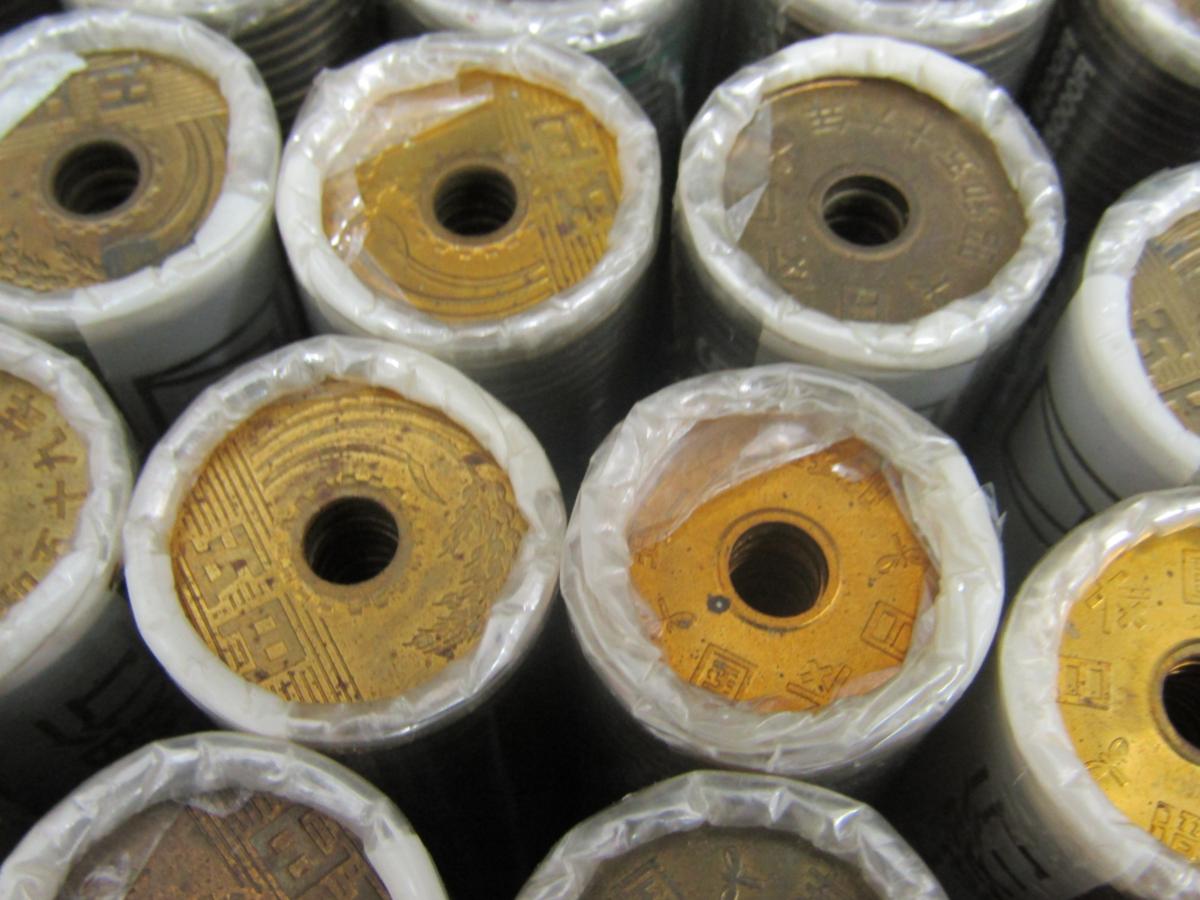 日本貨幣◇富士銀行◇五円硬貨 棒金 ロール 40本セット 1y18
