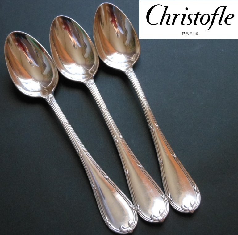 美品アンティーク☆仏蘭西Christofle クリストフルシルバー　ティースプーン3本　リュバン