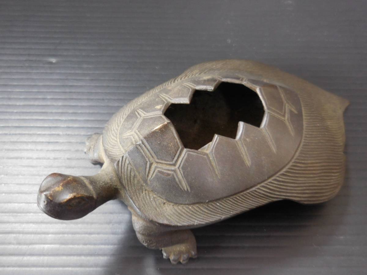 うぶ品 時代物 古銅製亀形香炉 亀置物 在銘 古美術品 【公式通販】