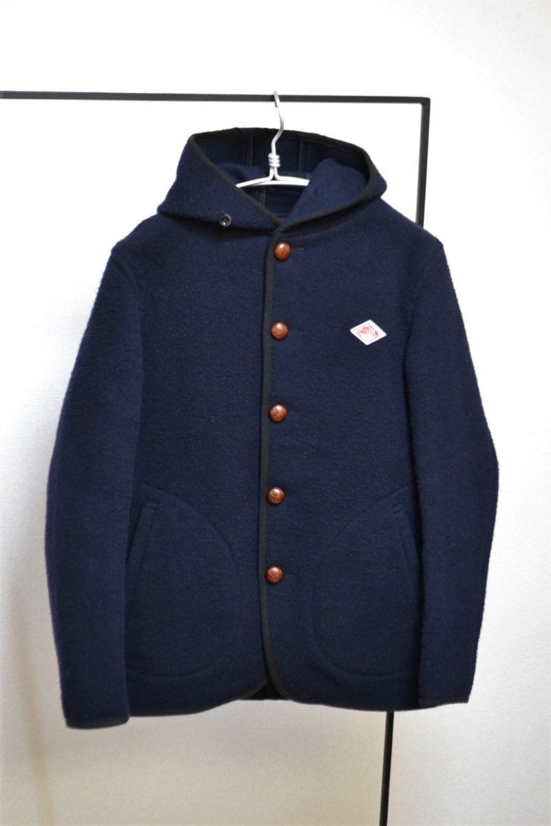 DANTONウールモッサシングルフードジャケット　38サイズ　ネイビー ダントン DANTON /2014AW/ ウールモッサ シングルフードジャケット/38