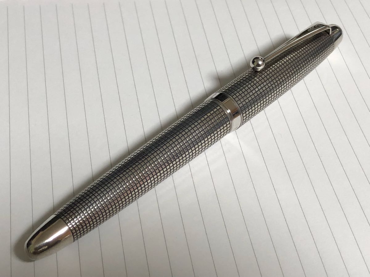PILOT シルバーン スターリングシルバー 格子 万年筆 18K M