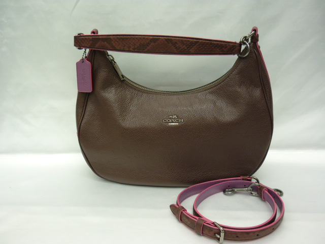 〇未使用保管品 COACH コーチ レザー パイソン柄 2WAY ボルドー ワイン 