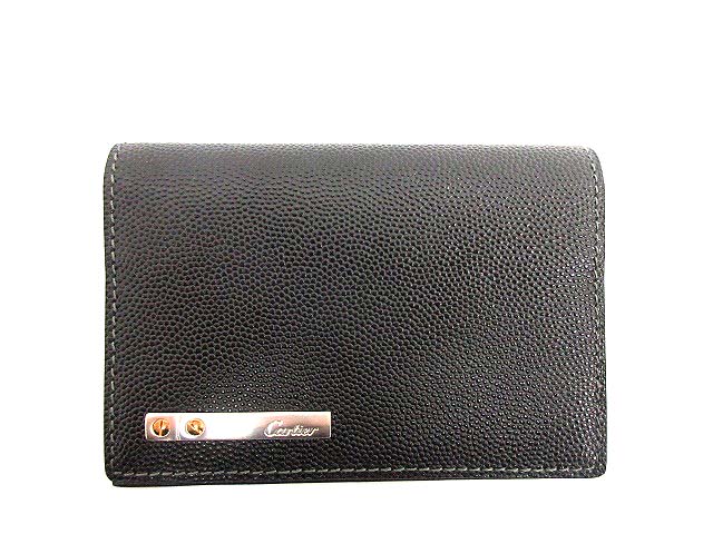 カルティエ Cartier カードケース 名刺入れ サントス レザー ブラック 黒 /☆G
