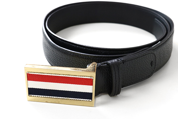 ☆超美☆ THOM BROWNE トム・ブラウン◇トリコロールバックル レザー