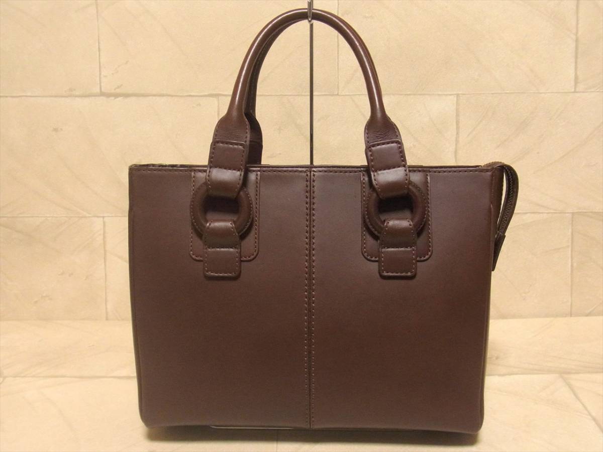美品★土屋鞄 ツチヤカバン レザー デコラトート ハンド トート バッグ ブラウン 本物保証 真贋済み