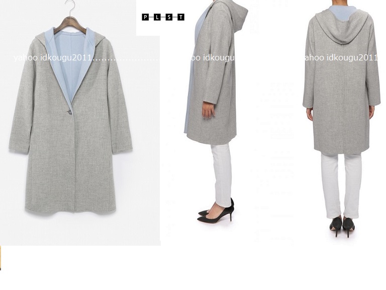 雑誌掲載♪佐々木希着！セオリー PLSTプラステ*配色ダブルフェイスコーディガンロングリバーコート/ロングカーディガン*大き目S*新品グレー