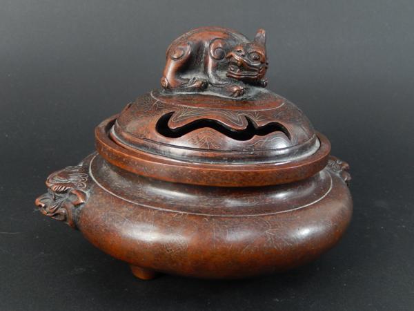 緑屋i□ 中国古玩 古銅 宣徳銅 重厚 香炉 唐物 時代物 i9/0723-2/29-6
