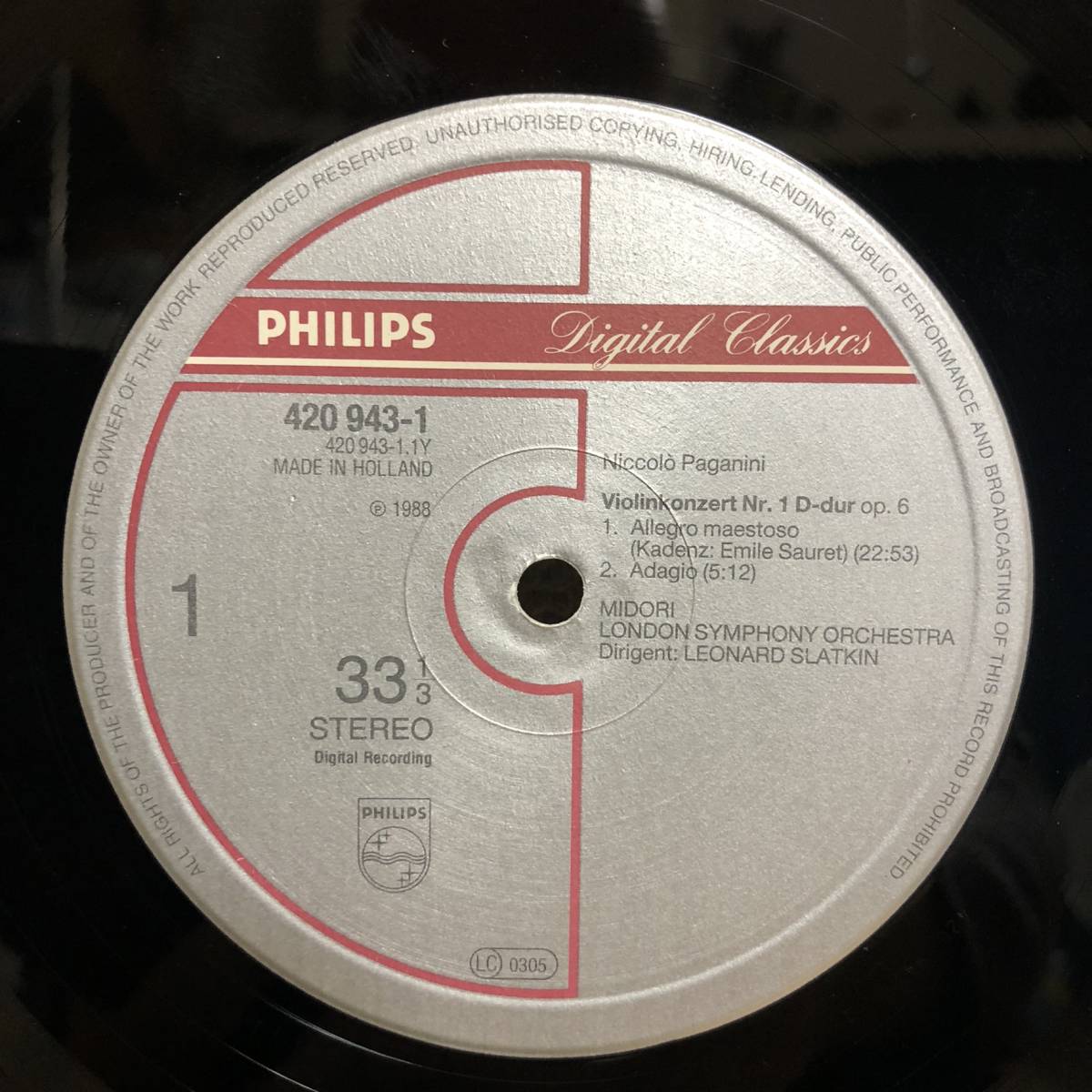 蘭PHILIPS 五嶋みどり(VN) パガニーニ ヴァイオリン協奏曲1番 蘭PHILIPS 五嶋みどり(VN) パガニーニ ヴァイオリン協奏曲1番