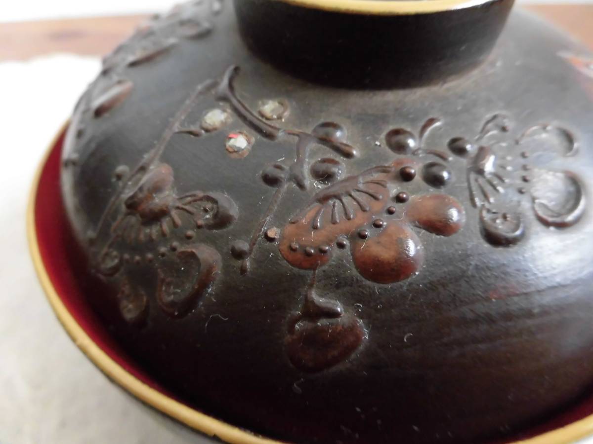 ○ 幕末会津塗りのお椀 10客1箱 鉄錆絵会津伝統漆器 (12)(椀)｜売買