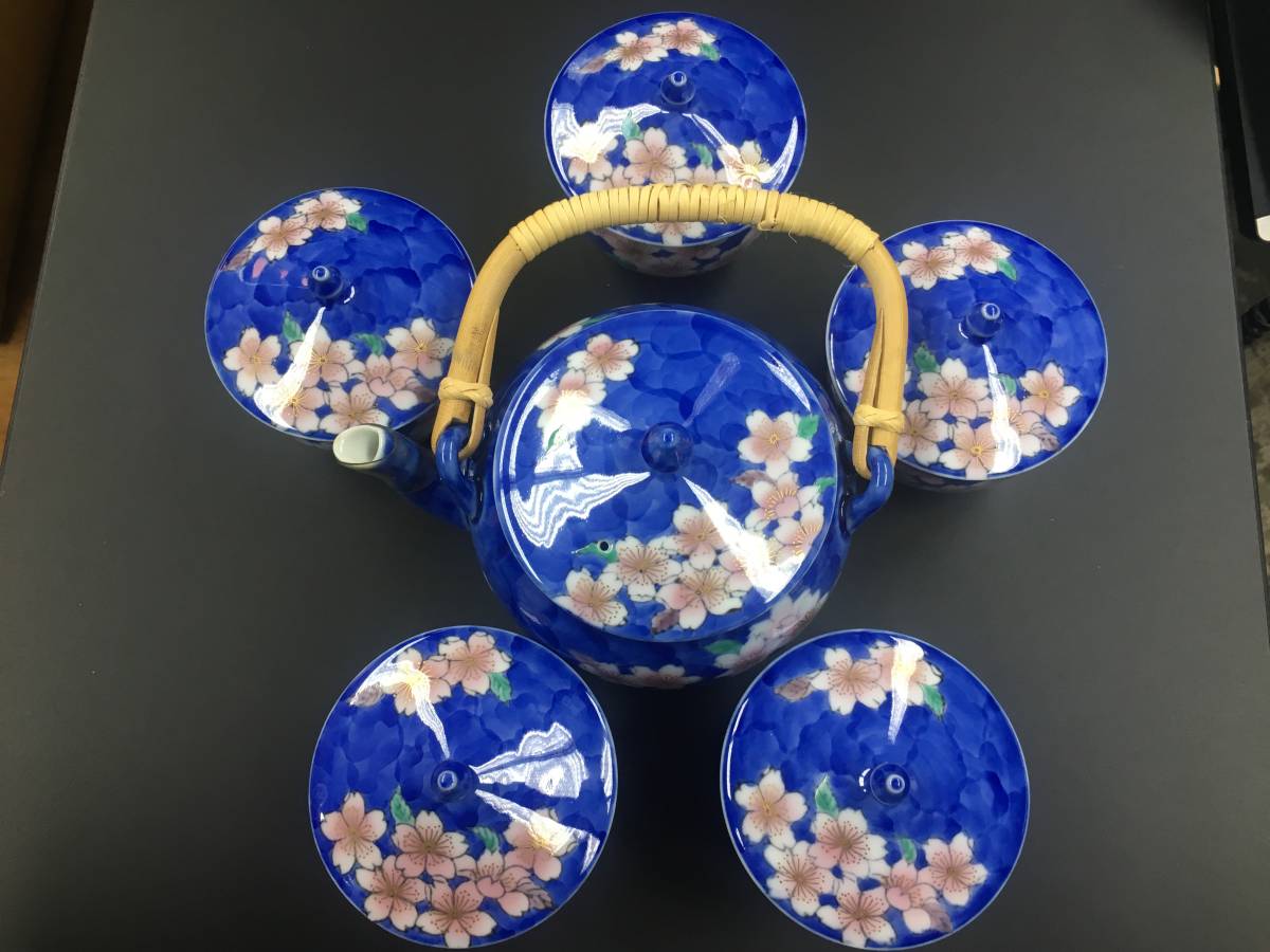 深川製磁 茶器揃 急須 湯呑み5客 急須 桜の絵
