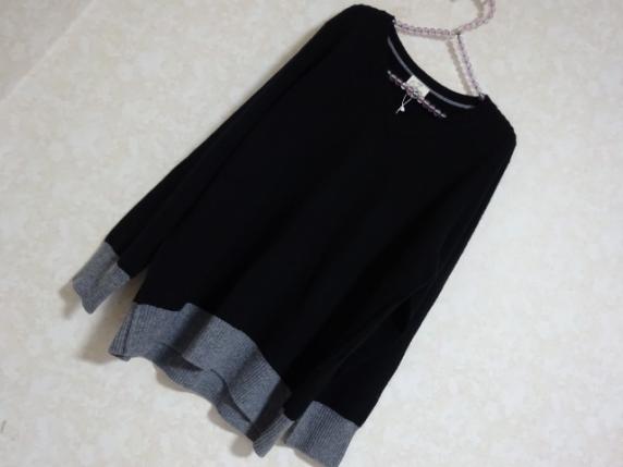 大きいサイズ４４・未使用タグ付き品☆オンワード樫山・23区美形上質カシミヤ100％ニット☆自由区￥25，000＋税
