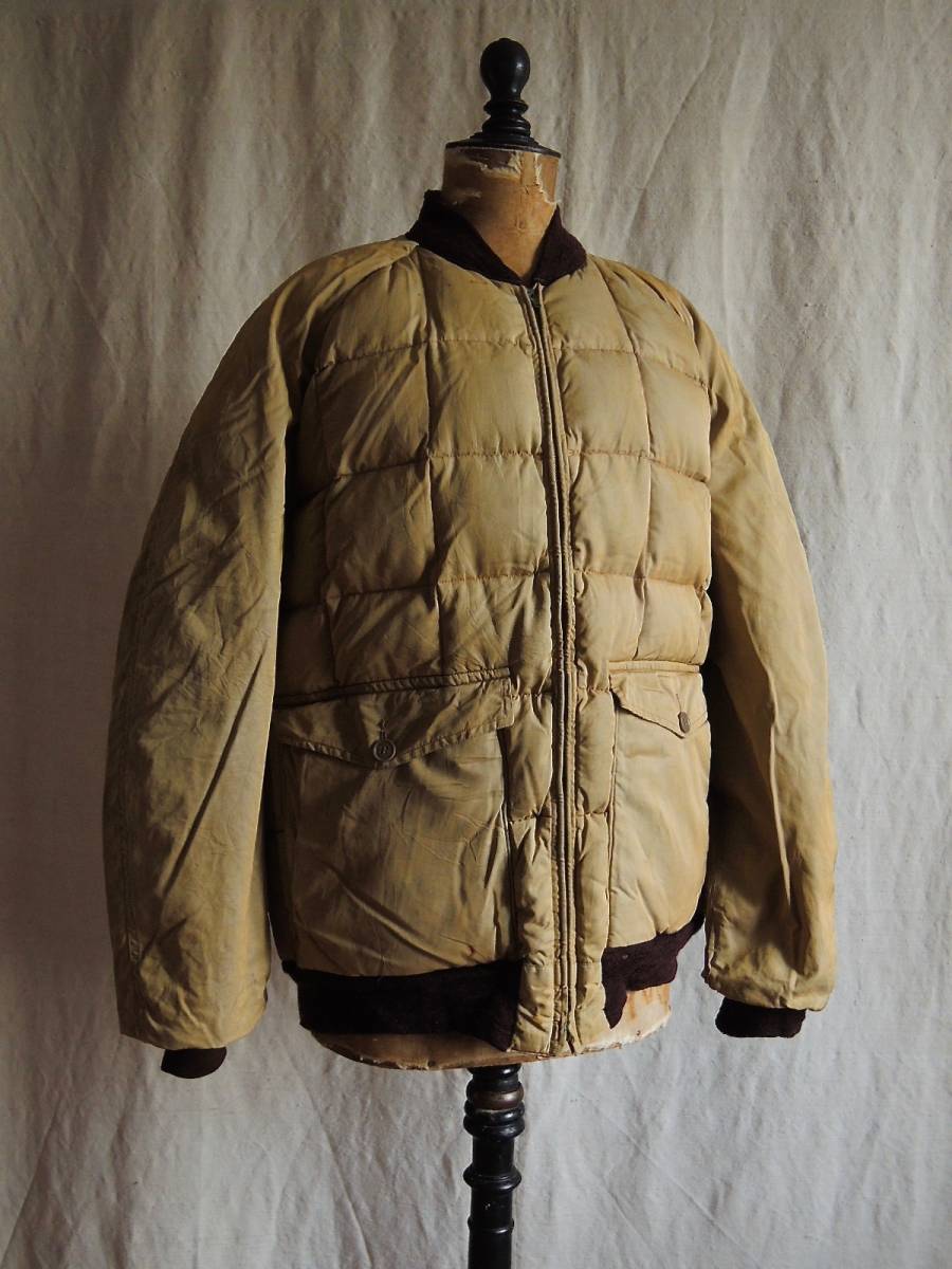 60sヴィンテージABERCROMBIE&FITCHアバクロンビー&フィッチベージュ×レッド赤ダブルフェイスキルティングダウンJKTアメカジ古着30s40s50s