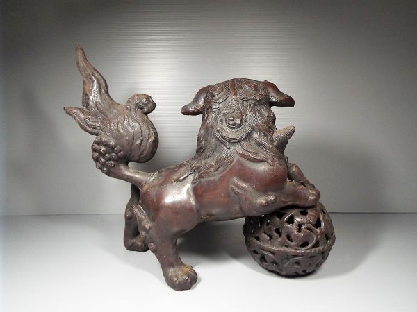 玉乗り獅子 九谷焼 玉獅子 置物 縁起物 厄除け 魔除け 獅子 狛犬 金属