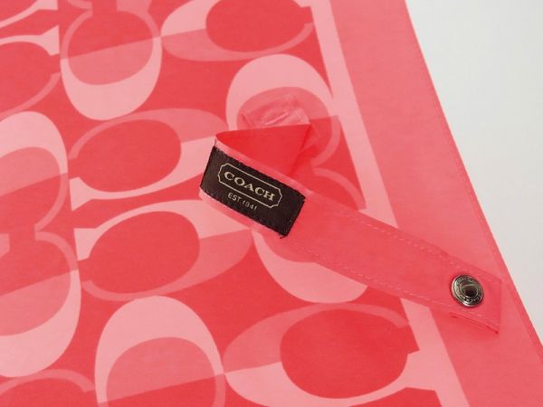 L1649【美品】コーチ/COACH*ペイトン*シグネチャー* ワンプッシュ式◎8本骨/折り畳み傘/カサ/雨傘*ピンク系*F66637