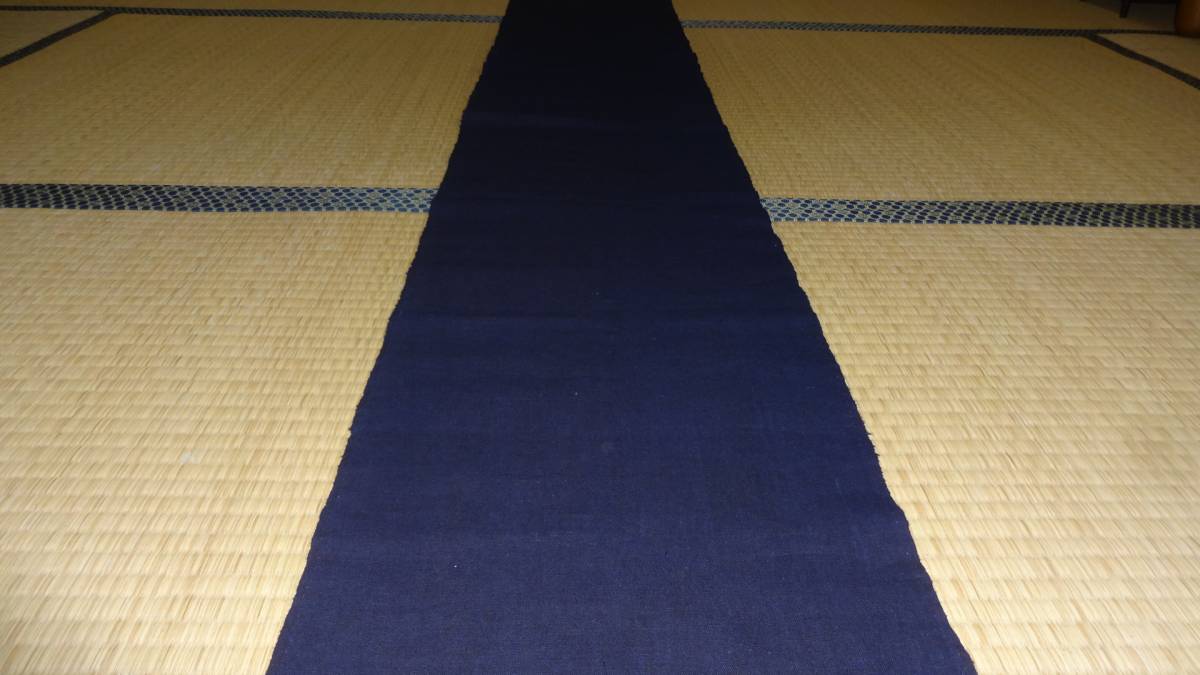 昔古布】明治～大正期頃 厚手 藍染手織木綿 襤褸BORO 4幅 (長145)