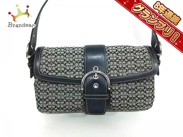 コーチ COACH バッグ ショルダーバッグ ジャガード×レザー グレー×黒 