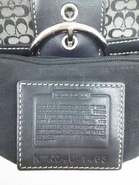 コーチ COACH バッグ ショルダーバッグ ジャガード×レザー グレー×黒 